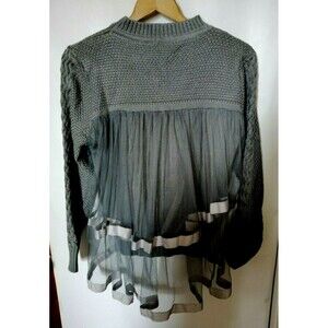 Womens Junior Cable Pull-On Lace Overlay Sweater XL Super soft Wellmade Rare